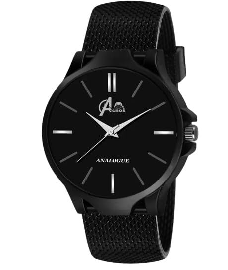 Acnos Leather Trending Black Dial Analog Watch For Mens And Boys Pack Of 1 - Image 4