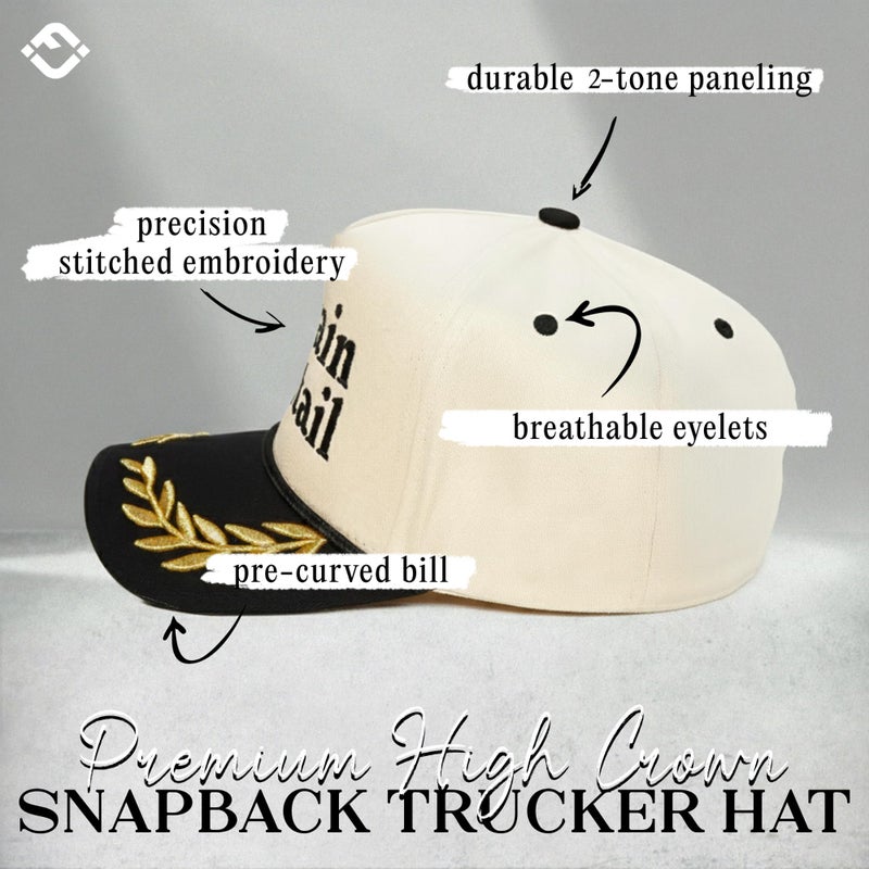 Funky Junque Two Tone Vintage Snapback Hat - Captain Cocktail - Black/Beige (Nautical) - Image 3