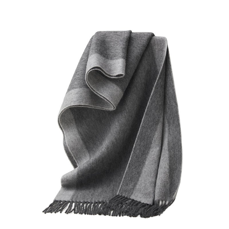 Wholesale Unisex Wool Scarf Tassel Shawl medium gray - Image 1
