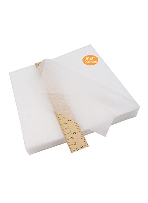 New brothread New brothread No Show Mesh Machine Embroidery Stabilizer Backing 8x8  100 Precut Sheets  Light Weight 18 oz  Fits 4x4 and 6x6 Hoops 