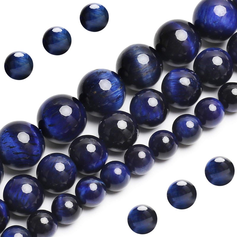 Natural Blue Tiger Eye Beads Grade AAA Gemstone Round Loose Beads 10MM 40PCs Bulk Lot Options Semi Precious Stone Beads for Jewelry Making