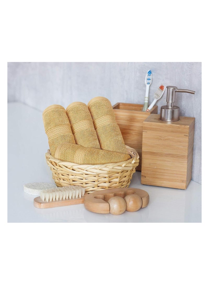 Comfy 8 Piece Highly Absorbent 600Gsm Hotel Quality Combed Cotton - Camel Towel Set - Image 5