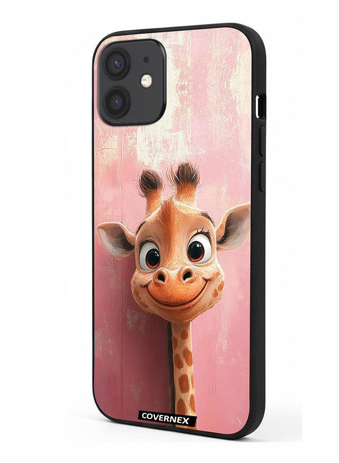 Covernex Apple iPhone 12 Protective Case Cover Printed Featuring Sweet Giraffe Close Up Art - Image 1