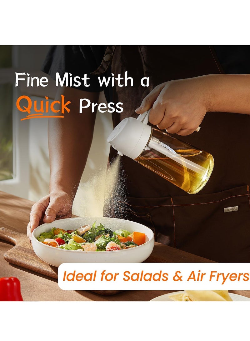 ONLYMAY 16oz/470ml Glass Olive Oil Sprayer for Cooking 2PCS, 2 in 1 Oil Dispenser for Kitchen Gadgets, Food Grade Premium Spray Bottle with Portion Control for Salad, Frying, BBQ, White&Green - Image 5
