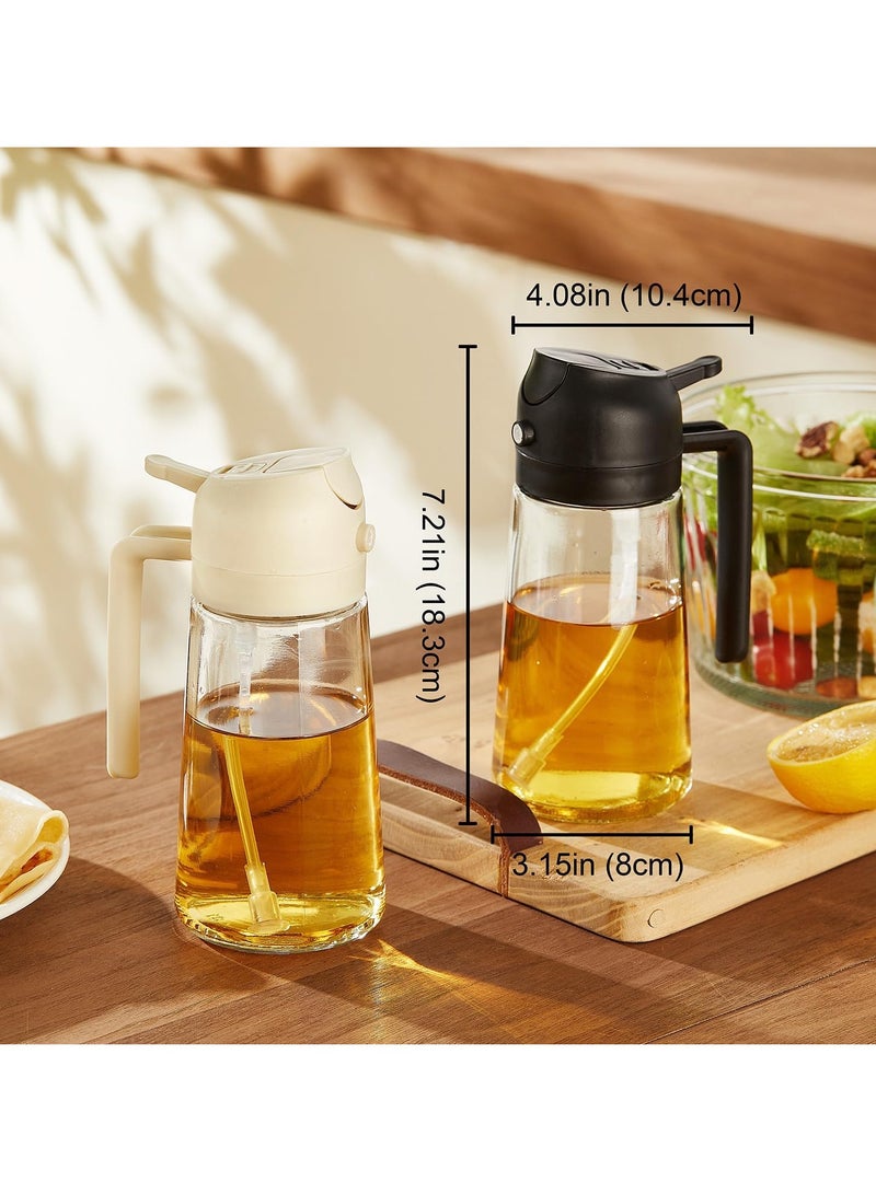 ONLYMAY 16oz/470ml Glass Olive Oil Sprayer for Cooking 2PCS, 2 in 1 Oil Dispenser for Kitchen Gadgets, Food Grade Premium Spray Bottle with Portion Control for Salad, Frying, BBQ, White&Green - Image 2