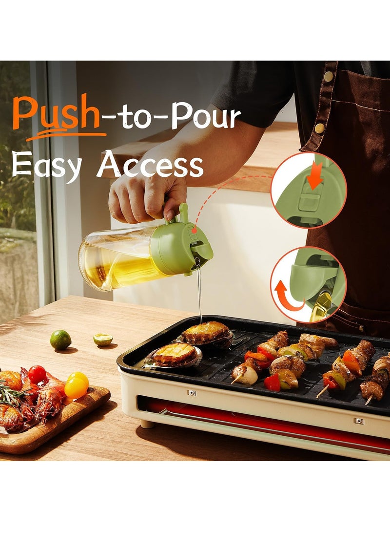 ONLYMAY 16oz/470ml Glass Olive Oil Sprayer for Cooking 2PCS, 2 in 1 Oil Dispenser for Kitchen Gadgets, Food Grade Premium Spray Bottle with Portion Control for Salad, Frying, BBQ, White&Green - Image 4
