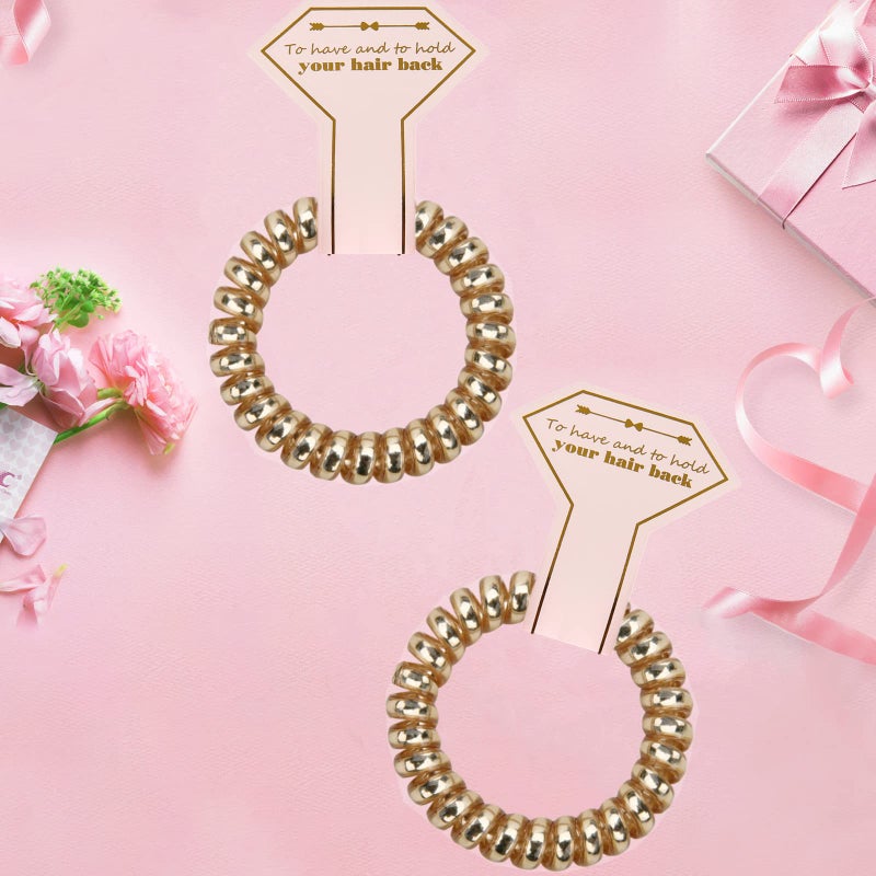 Hasoar Hair Tie, 12pcs Spiral Hair Ties with Diamond Card, Bachelorette Party Proposal Gifts, Bridesmaid Gift for Bridal Wedding women Parties guests Decorations Favors, White & Gold - Image 2