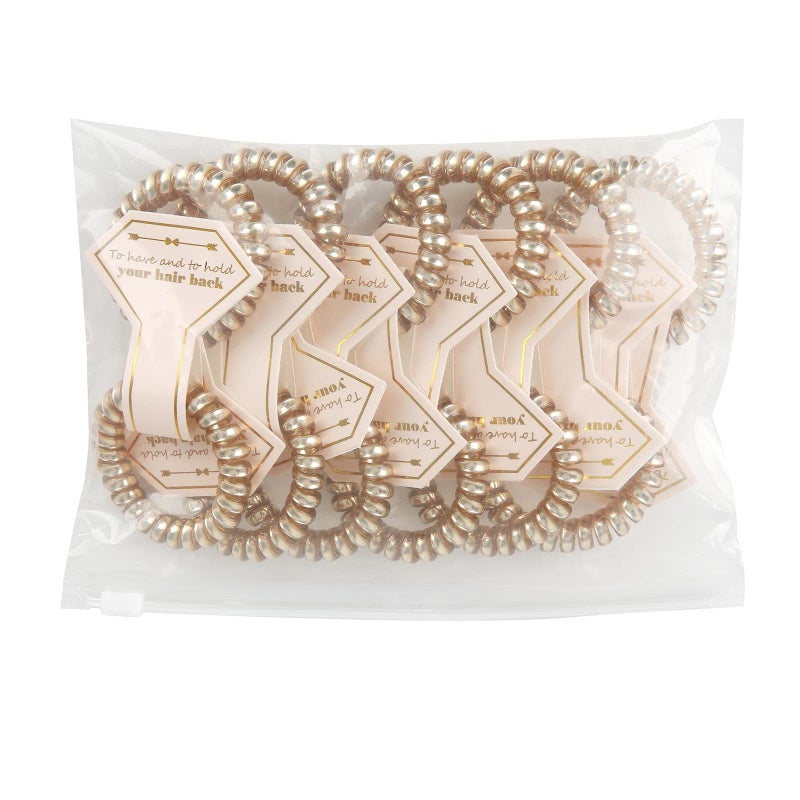Hasoar Hair Tie, 12pcs Spiral Hair Ties with Diamond Card, Bachelorette Party Proposal Gifts, Bridesmaid Gift for Bridal Wedding women Parties guests Decorations Favors, White & Gold - Image 3