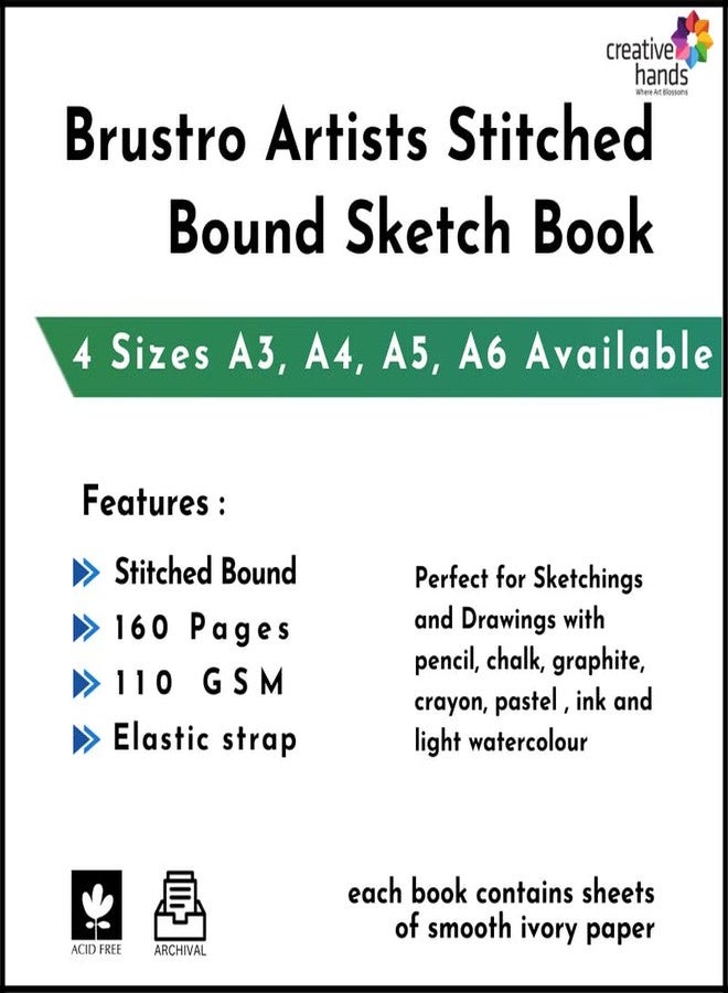 BRUSTRO (Combo Offer) Cretacolor Artists Studio Line Graphite Pencil Set of 12 with Brustro Artists Sketch Book Stitched Bound A4-110 GSM, 160 Pages Acid Free - Image 2