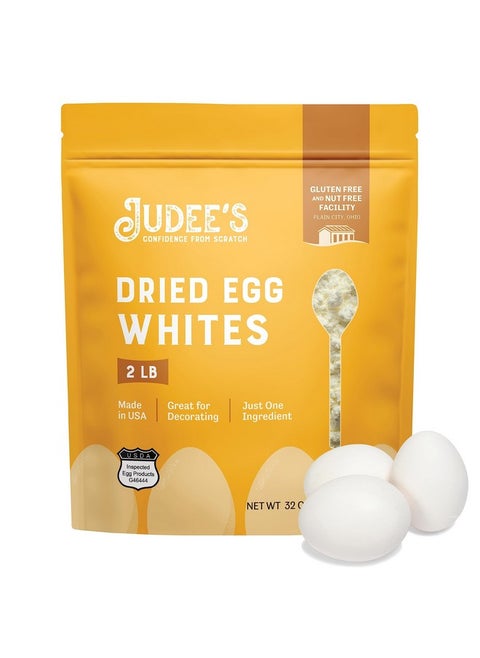 Judee’S Dried Egg White Protein Powder 2 Lb - Pasteurized, Usda Certified, 100% Non-Gmo - Gluten-Free And Nut-Free - Just One Ingredient - Made In Usa - Use In Baking - Make Whipped Egg Whites