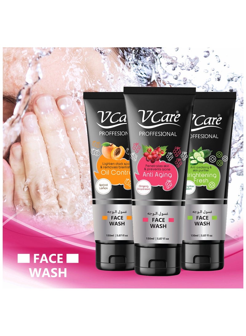 VCare غسول الوجه الاحترافي Vcare 150 مل: تركيبة منشطة بخلاصة الجينسنغ وبذور العنب لبشرة مشرقة - Image 5