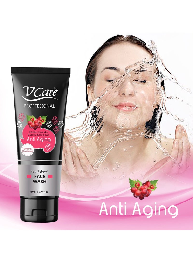 VCare غسول الوجه الاحترافي Vcare 150 مل: تركيبة منشطة بخلاصة الجينسنغ وبذور العنب لبشرة مشرقة - Image 3
