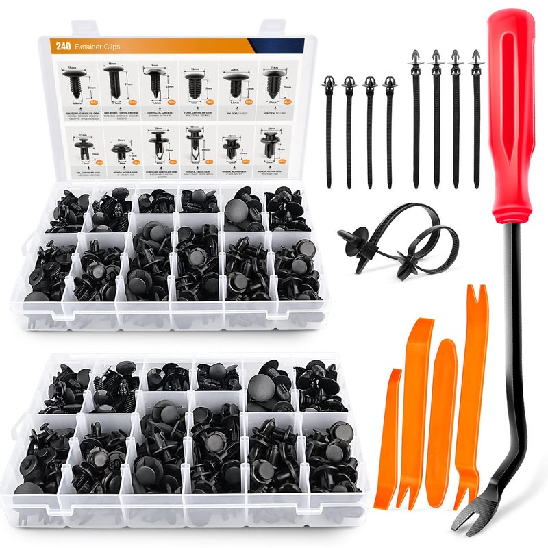 GOOACC 480PCS مشابك تثبيت الصدمات مع مزيل التثبيت مجموعة مسامير بلاستيكية للسيارات مشابك لوحات الأبواب لتويوتا GM فورد هوندا أكورا كرايسلر