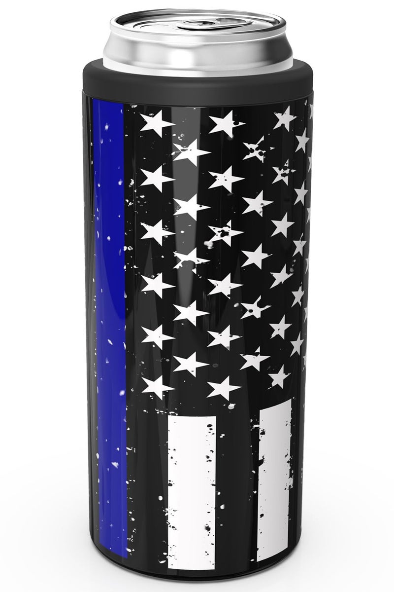 TILUCK Skinny Can Cooler for Slim Beer & Hard Seltzer, Stainless Steel, Doucle-Walled Stainless Steel Insulated Slim Cans, Standard 12 oz (Glitter IndigoBlack) - Image 1