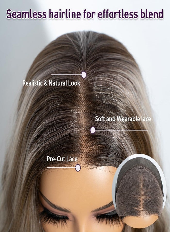 Joedir 28" Long Wavy 13x4 Glueless HD Lacefrontal Wigs Pre Plucked Natural Hairline High Temperature Synthetic Front Wigs For Women(Honey Blonde Highlight Color) - Image 3