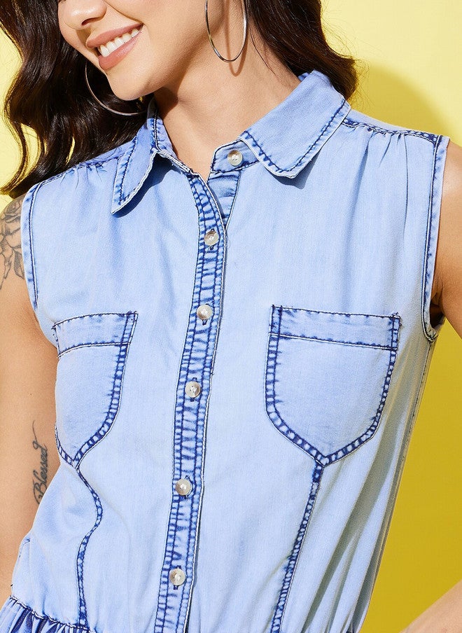 StyleStone بدلة جينز أساسية من ستايل ستون بتصميم جوجر قطنية عصرية - Image 2