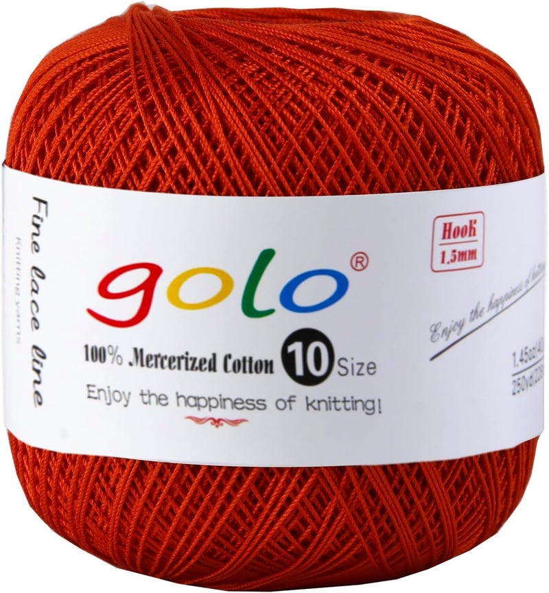 Golo Crochet Thread Size 10 Cotton Yarn for Tatting Lace Thread Red Yarn 637 - Image 1