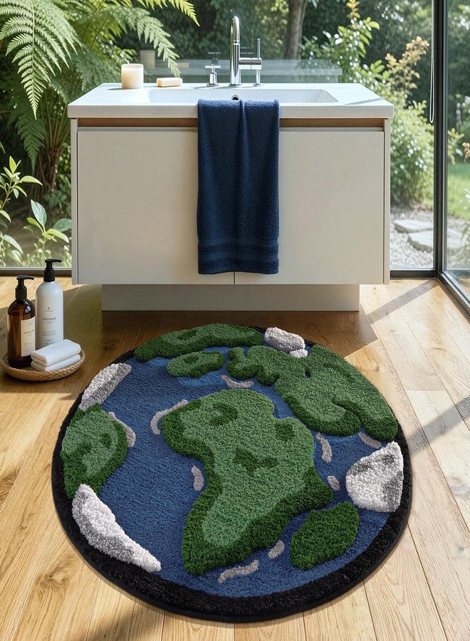 LUMI 3ft Round High Pile Earth Bathroom Rugs Non Slip, Absorbent Ultra Soft Microfiber Moss Circle Bath Mat, Washable Area Rug for Shower, Sink, Living Room, Kids Room and Nursery Room - Image 4