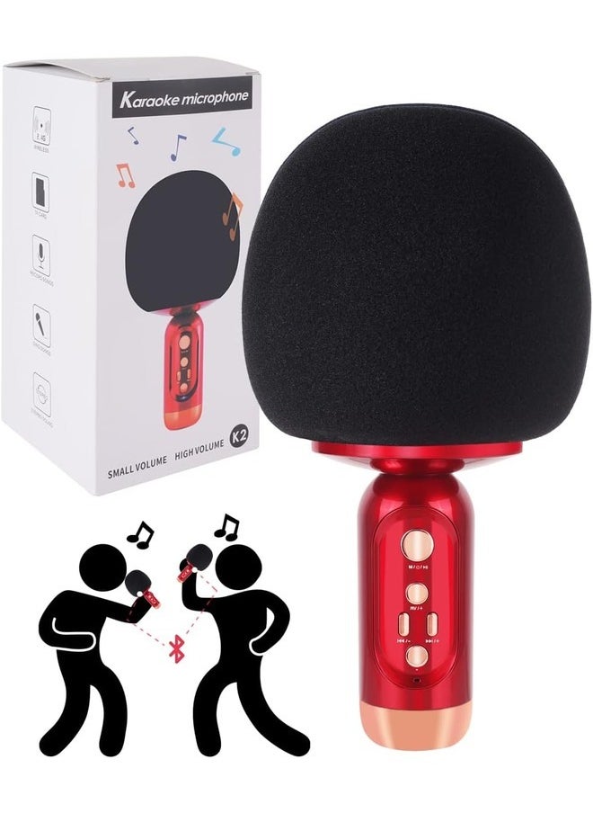 MYK Wireless Bluetooth Microphone Singing All-In-One Speaker Red  - Image 1