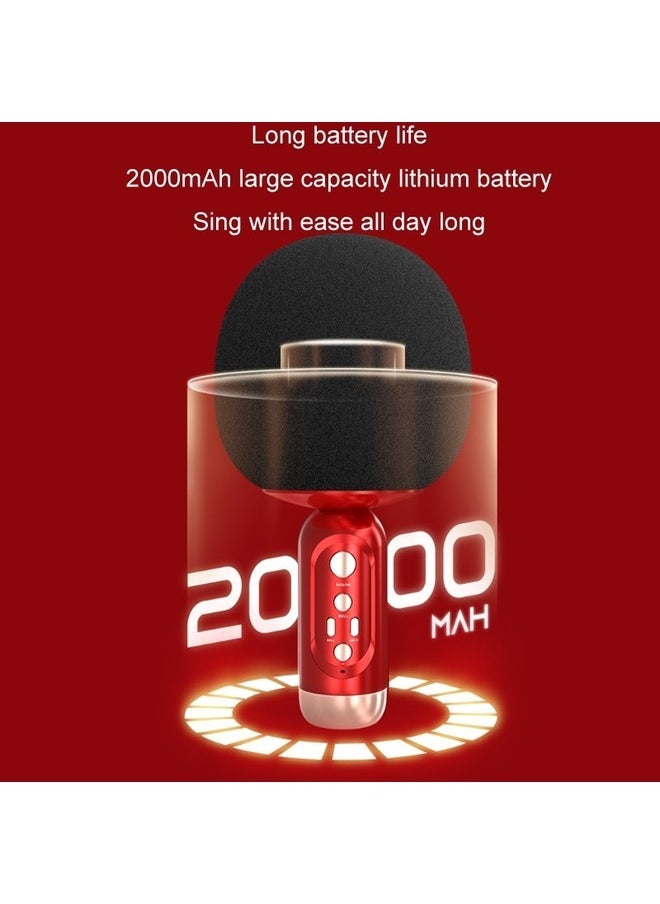 MYK Wireless Bluetooth Microphone Singing All-In-One Speaker Red  - Image 5