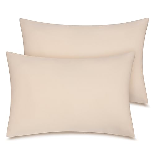 Zenssia Organic Cotton Toddler Pillowcase/Travel Pillowcase Pack of 2 Set 13x18 Inches with Envelope Closure - Soft & Breathable Baby Pillow Case Cover Solid Taupe - Image 1