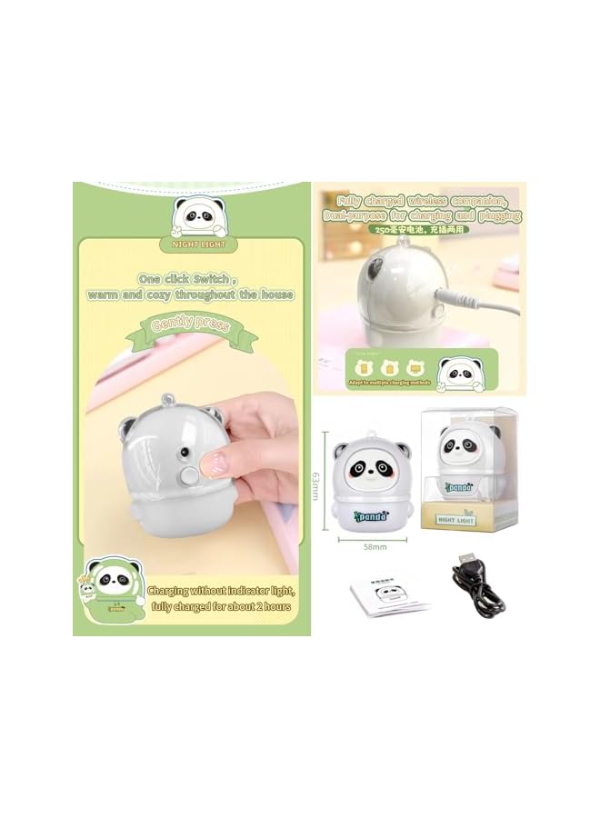 The Bros LED Rechargeable Panda Warm Yellow Light, Bedside Light, Cute Animal Room Decoration, Eye Protection Night Light, Children's Gift - Image 4