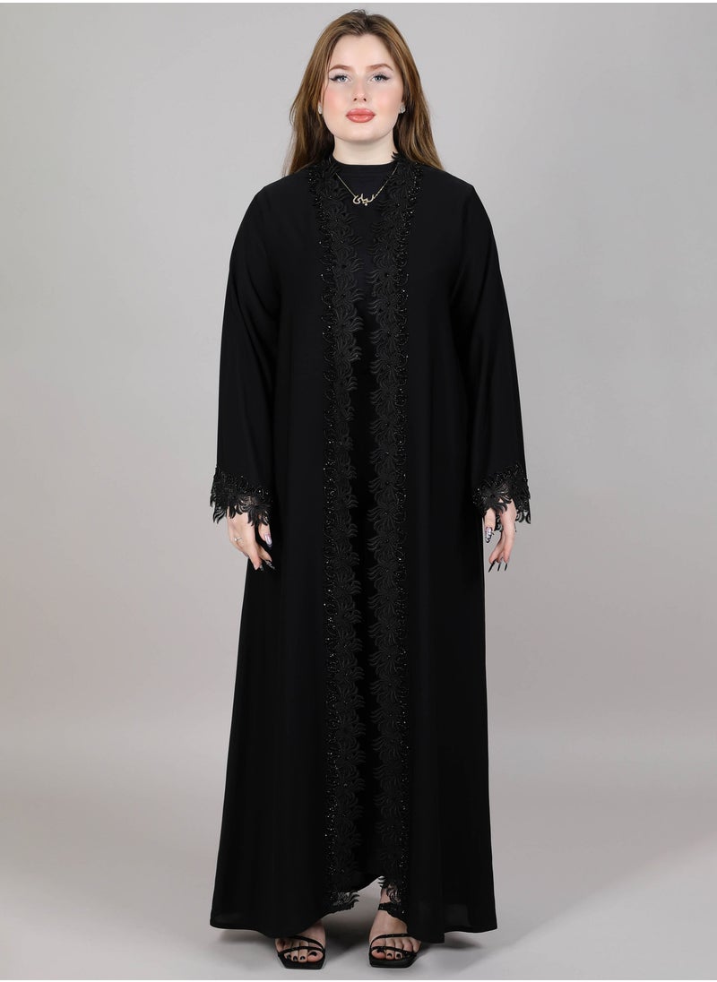 MSquare Fashion Black Lace Open Abaya With Embroidered Abaya - pzsku/ZC1F71A0AEE99C2433539Z/45/_/1684841543/cd462043-709a-4ac0-a152-e437f9fc4cec