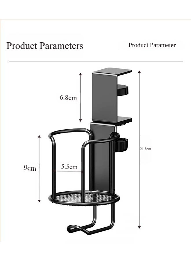 هاهاهاي حامل أكواب مكتبي مع علاقة سماعات رأس، قابل للدوران، حامل أكواب مانع للتسرب للمكتب أو الطاولة، سهل التركيب، متين ومتين، يكفي لحمل أكواب القهوة وزجاجات المياه وسماعات الرأس - Image 5