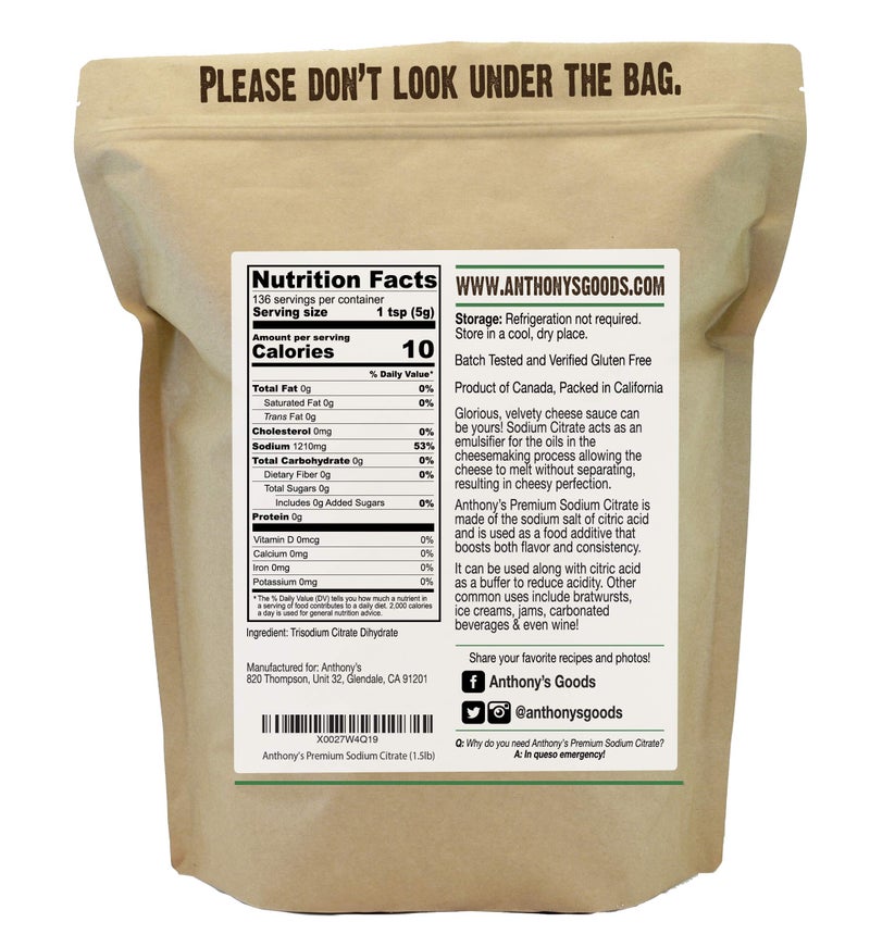 Anthony's Premium Sodium Citrate, 1.5 lb, Non GMO, Food Grade, Emulsifier - Image 2
