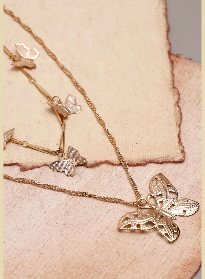 SOHI Gold Plated Casual Designer Layered Necklace For Women