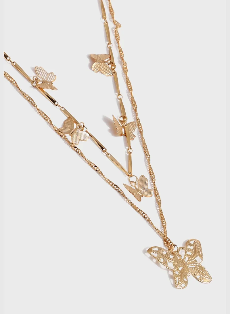 SOHI Gold Plated Casual Designer Layered Necklace For Women