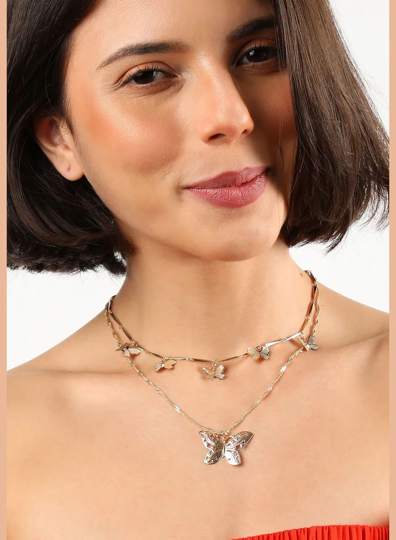 SOHI Gold Plated Casual Designer Layered Necklace For Women