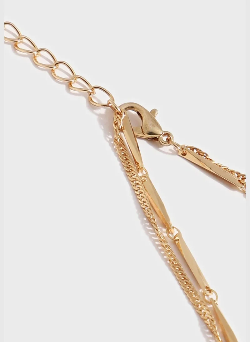SOHI Gold Plated Casual Designer Layered Necklace For Women
