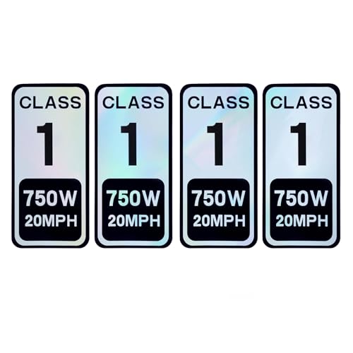 Powallon 4 PCS Ebike Class 1 Sticker 750W 20 MPH Powersports Decal Colorful Reflective Vinyl Sticker Set for Ebike Classification 25 x 12 Inch - Image 1