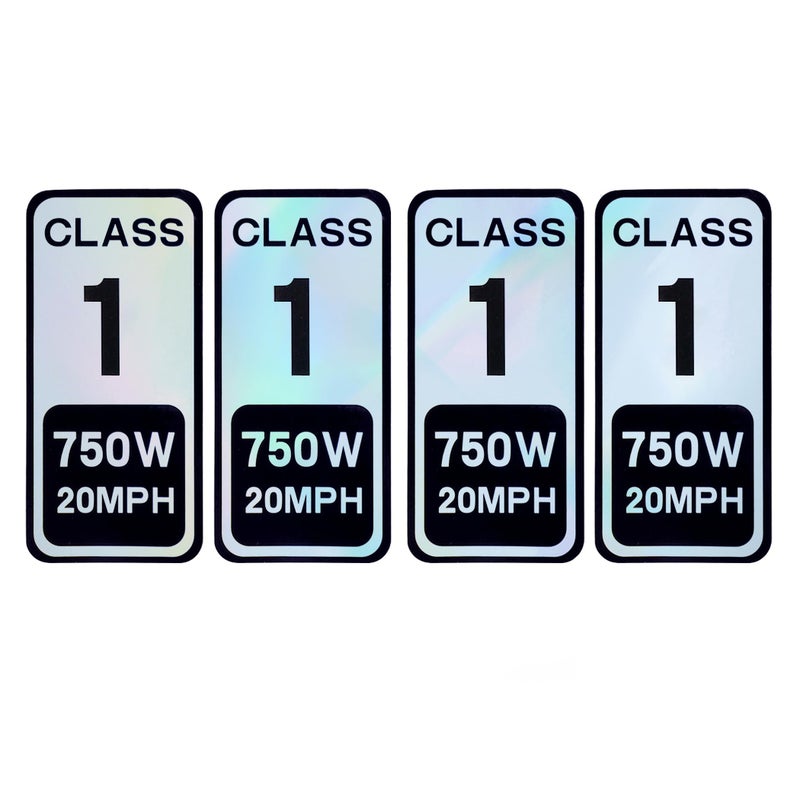 Powallon 4 PCS Ebike Class 1 Sticker 750W 20 MPH Powersports Decal Colorful Reflective Vinyl Sticker Set for Ebike Classification 25 x 12 Inch - Image 3