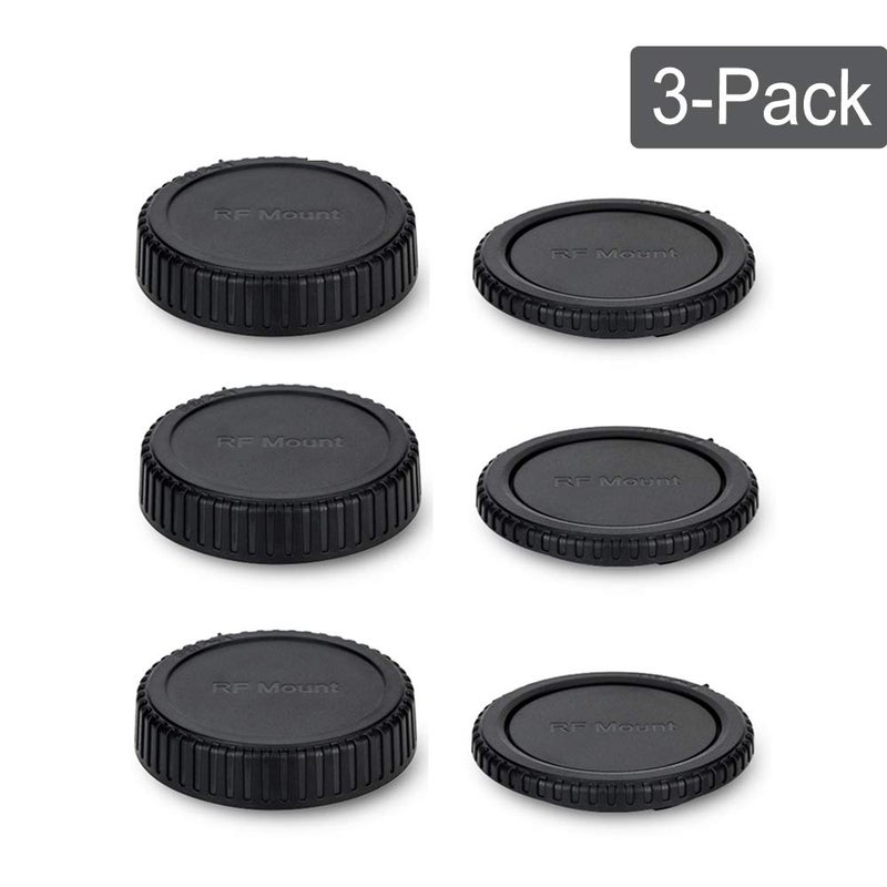 JJC Rear Lens Cap & Body Cap Cover for Canon RF Mount Mirrorless Camera EOS R100 R50 R10 R8 R7 R6 Mark II R6 R5C R5 Mark II R5 R3 R RP Replace RF Rear Lens Cap & R-F-5 Body Cap -3 Packs - Image 2