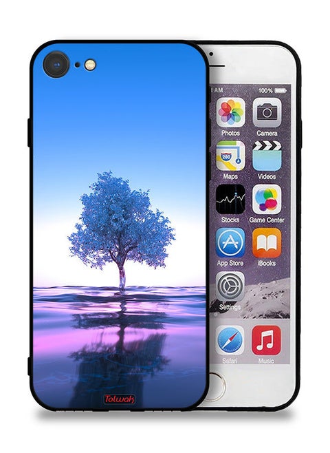 Apple iPhone 7 Protective Case Tree Neon Body Of Water Reflection Digital Art