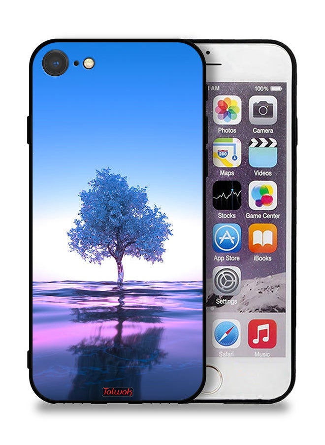 Apple iPhone 7 Protective Case Tree Neon Body Of Water Reflection Digital Art