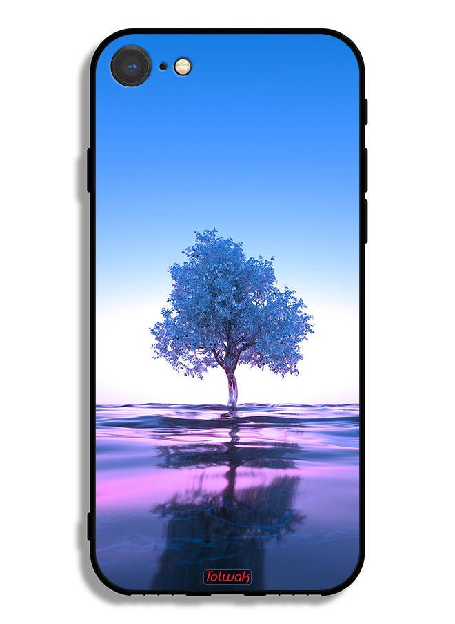 Apple iPhone 7 Protective Case Tree Neon Body Of Water Reflection Digital Art
