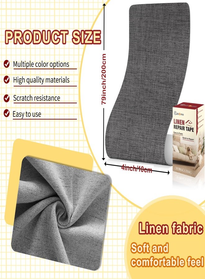 Cahomo Linen Repair Tape 4x79 inch, Self Adhesive Fabric Patches, Linen Patch Tape Kit, Fabric Repair Tape for Couch Sofas, Headboards, Chairs, Pillows, Curtains, Couches- Dark Grey - Image 2