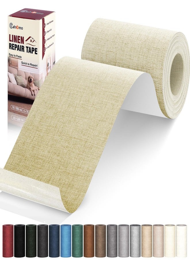 Cahomo Linen Repair Tape 4x79 inch, Self Adhesive Fabric Patches, Linen Patch Tape Kit, Fabric Repair Tape for Couch Sofas, Headboards, Chairs, Pillows, Curtains, Couches- Dark Grey - Image 1