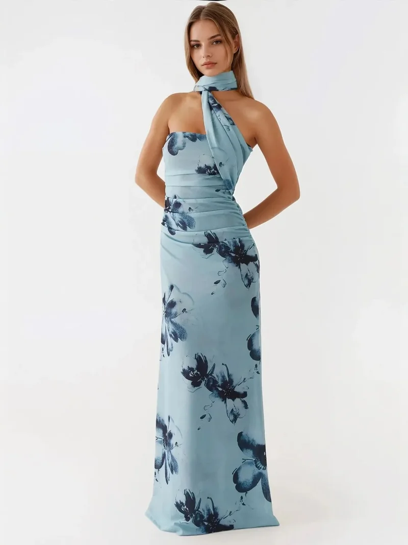 HICCUP Strapless Printed Bodycon Maxi Dress