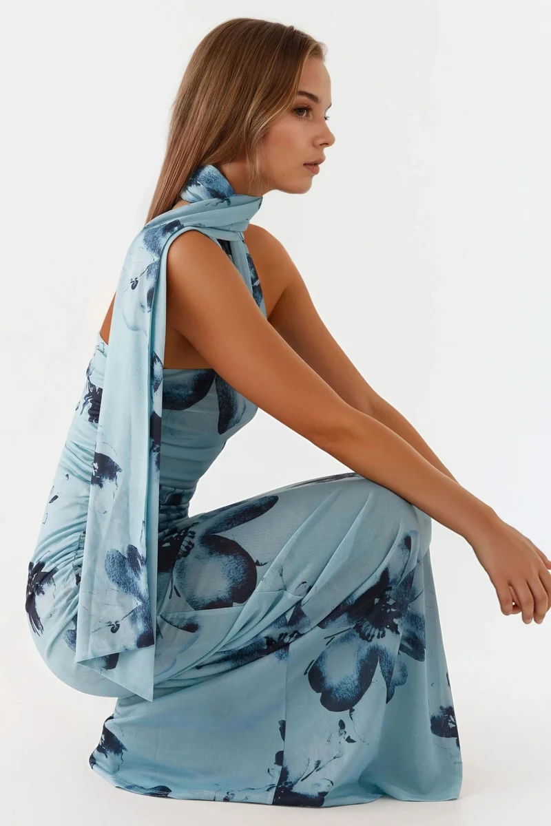 Hiccup Strapless Printed Bodycon Maxi Dress
