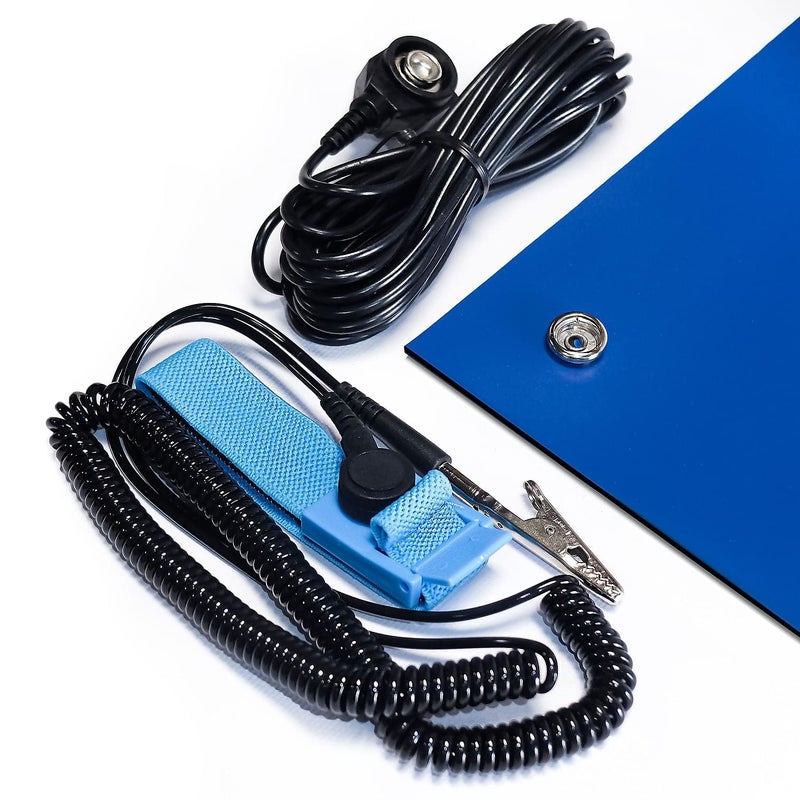 Bertech طقم حصيرة لحام ESD، بعرض 30 بوصة × طول 36 بوصة × سمك 0.06 بوصة، أزرق، يتضمن حزام معصم وسلك تأريض، متوافق مع RoHS وREACH (تم تجميعه في الولايات المتحدة)  - Image 3