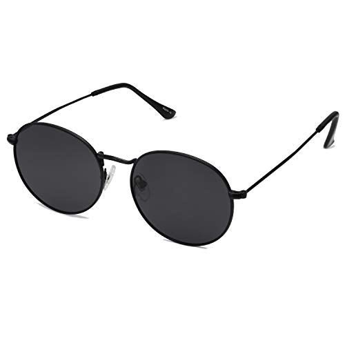 SOJOS Small Round Polarized Sunglasses for Women Men Classic Vintage Retro Shades UV400 SJ1014 Matt BlackGrey - Image 3