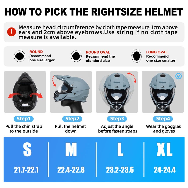 TRIANGLE Dual Sport Motorcycle Helmet Dirt Bike Helmets ATV Full Face Helmet for Adults Men with Internal Sunshield DOT Approved - Image 5