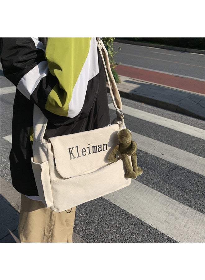 Postman Messenger Bag Japanese Satchel Women's Shoulder Bag Functional Tooling Bag 2020 Fashion Brand Satchel Bag Street Fashion-Color:Black Without Pendant - Image 3