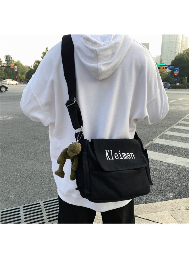 Postman Messenger Bag Japanese Satchel Women's Shoulder Bag Functional Tooling Bag 2020 Fashion Brand Satchel Bag Street Fashion-Color:Black Without Pendant - Image 4