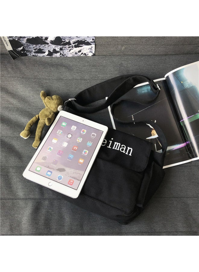 Postman Messenger Bag Japanese Satchel Women's Shoulder Bag Functional Tooling Bag 2020 Fashion Brand Satchel Bag Street Fashion-Color:Black Without Pendant - Image 5