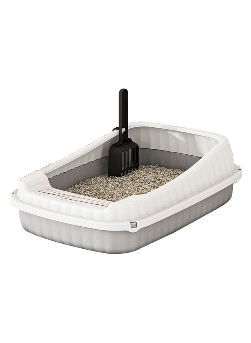 NNC PETS Cat litter box with Litter scoop, High sides, Splash-proof, Sand filter pedal, and Detachable design, Semi-enclosed cat toilet for Large cats, Ideal for Indoor/Outdoor use (Grey) - Image 1